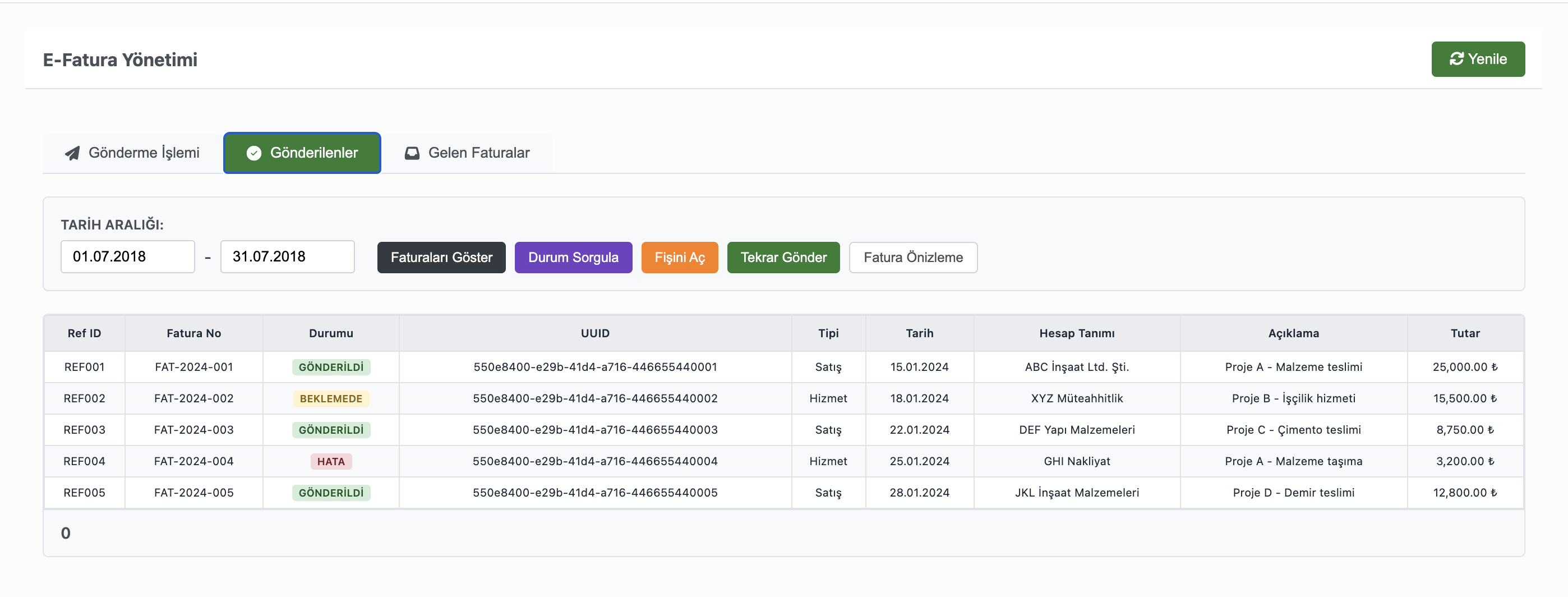E-Fatura Yönetimi - GİB Entegrasyonu ile Otomatik Fatura İşleme